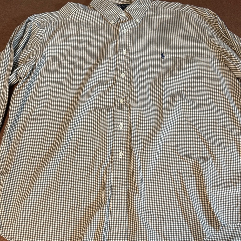 Polo by Ralph Lauren Blue & White Micro Gingham Button-Down Shirt XL